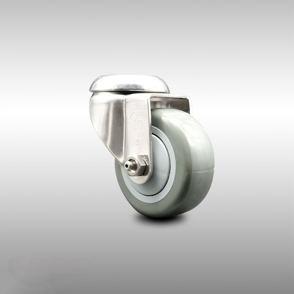 3 Inch 316SS Gray Polyurethane Wheel Swivel Bolt Hole Caster